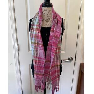NWT Quirinus Pink Pashmina style scarf Shawl Plaid Warm Cozy Super Soft